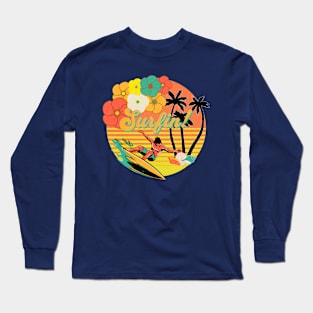 Surfin! Retro Surfing T-Shirt Long Sleeve T-Shirt